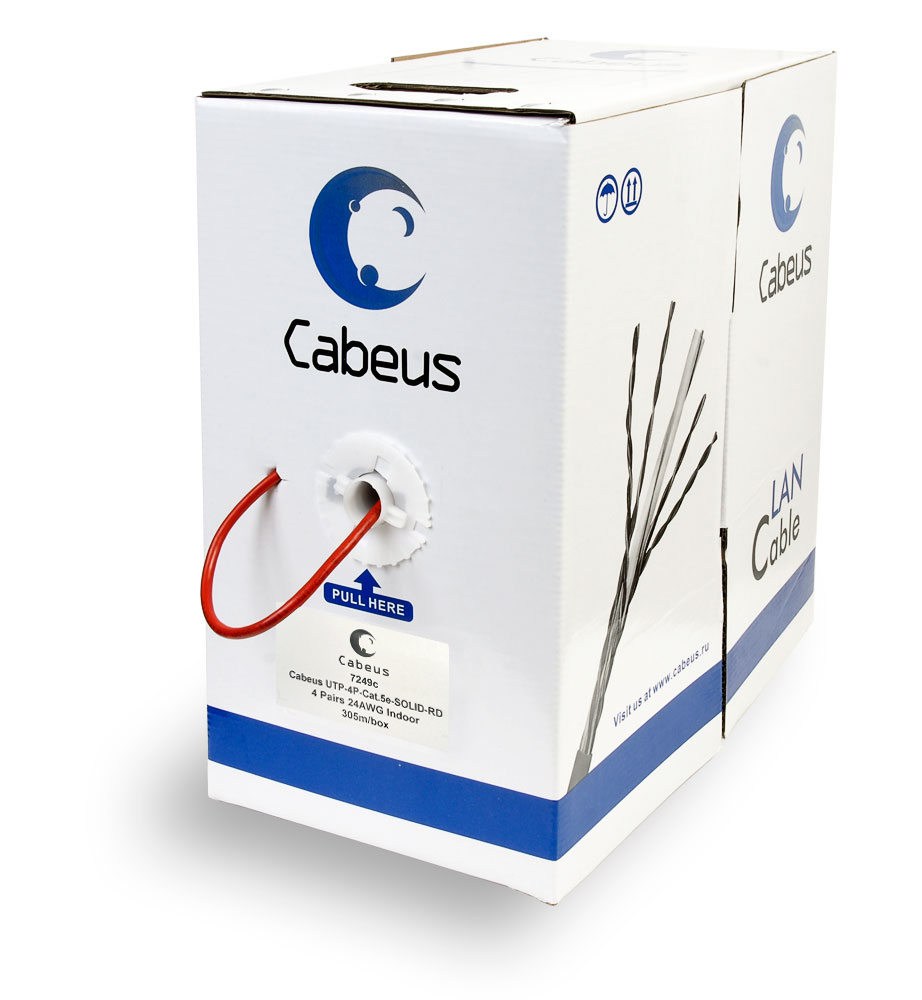 Упаковка Cabeus UTP-4P-Cat.5e-SOLID-RD Кабель витая пара UTP (U/UTP), категория 5e, 4 пары 0,51мм (24 AWG), одножильный, красный (305 м) Упаковка Cabeus UTP-4P-Cat.5e-SOLID-RD Кабель витая пара UTP (U/UTP), категория 5e, 4 пары 0,51мм (24 AWG), одножильный, красный (305 м)