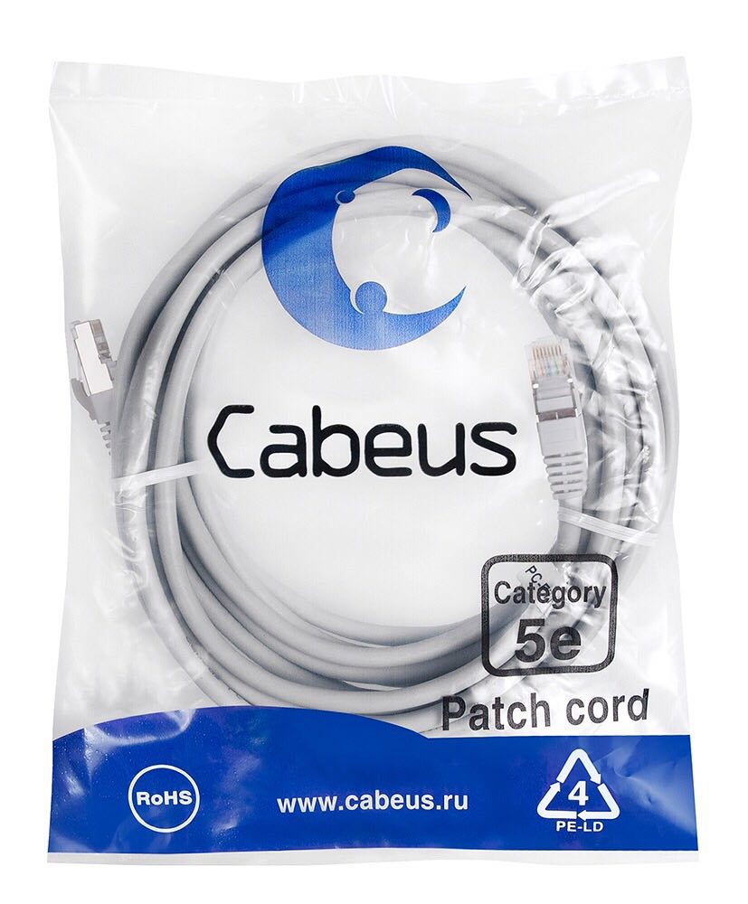 Упаковка Cabeus PC-FTP-RJ45-Cat.5e Патч-корд UTP, категория 5e, экранированный, серый Упаковка Cabeus PC-FTP-RJ45-Cat.5e Патч-корд UTP, категория 5e, экранированный, серый